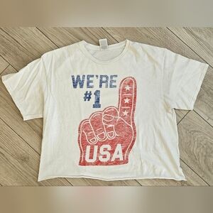 USA #1 Red and White Short Sleeve Tee with Vintage Design
